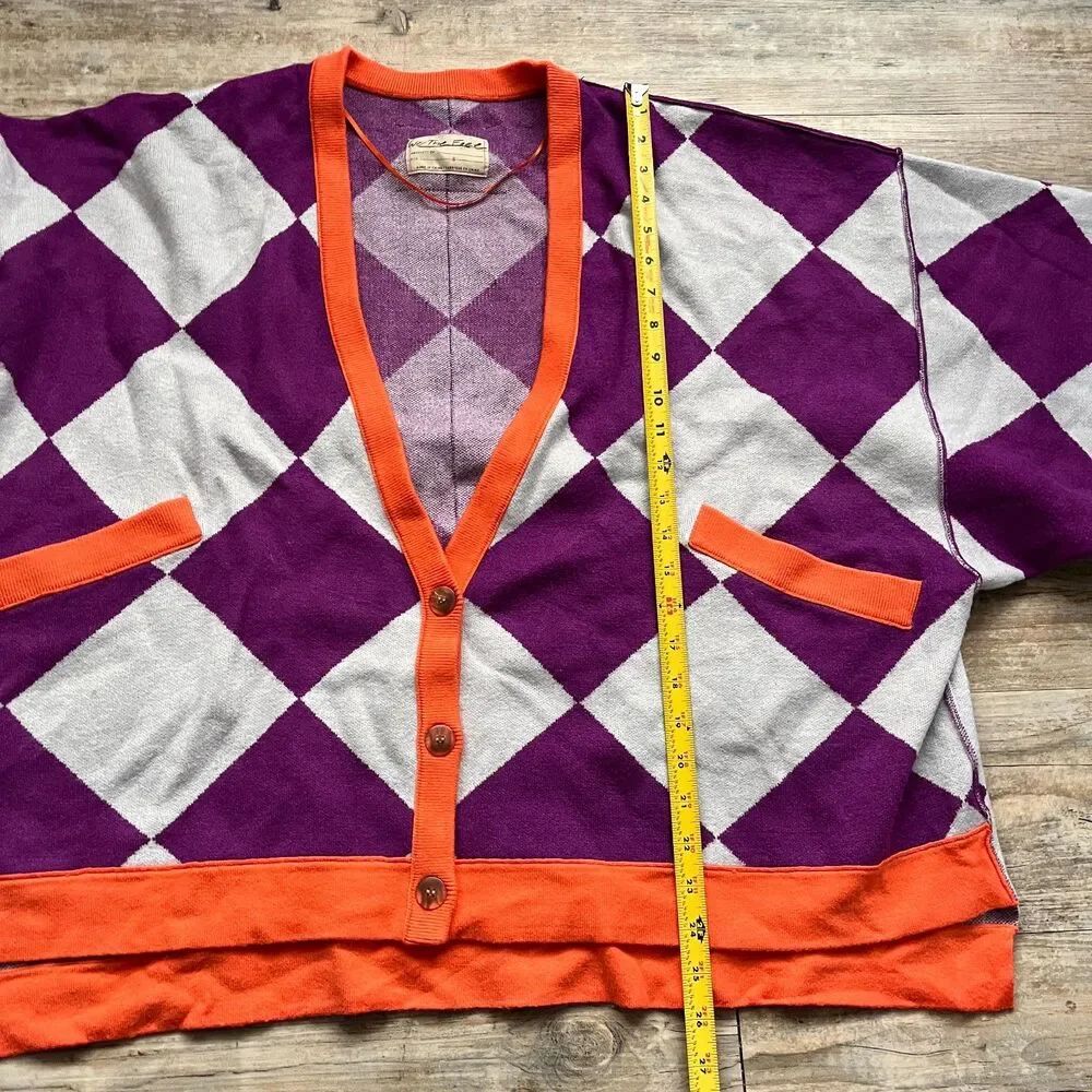 Free People We The Free Manny Cardi Checkered Oversized Cardigan Size Small - Picture 6 of 10